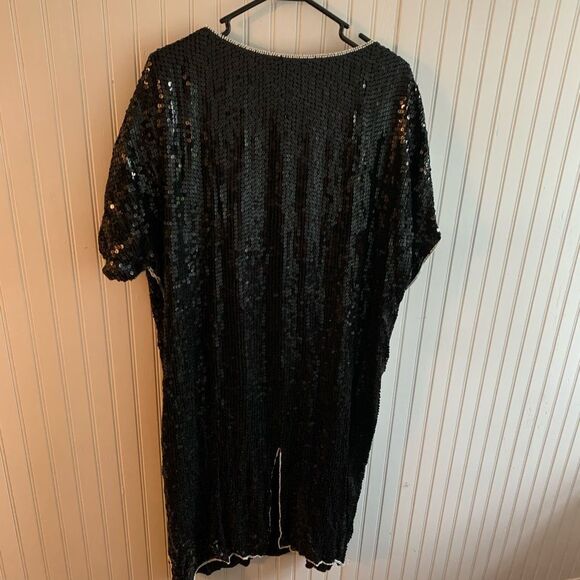 Vintage Beaded Dress Black Silver 2x Joseph Le Bon - Picture 6 of 6
